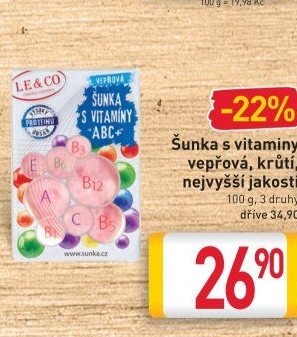 Šunka vepřová s vitamíny ABC+ nejvyšší jakosti LE&amp