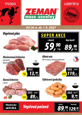 akční leták ZEMAN maso - uzeniny 26.4.2021-1.5.2021