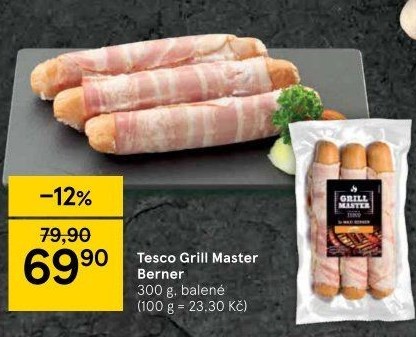 Berner se slaninou Grill Master Tesco