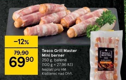 Miniberner se slaninou Grill Master Tesco