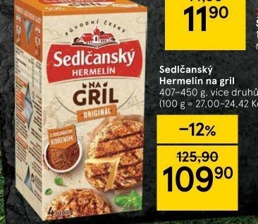 Sýr Hermelín na gril Sedlčanský