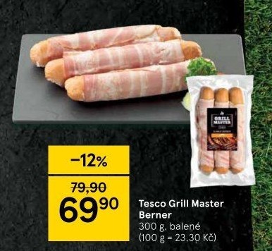 Berner se slaninou Grill Master Tesco