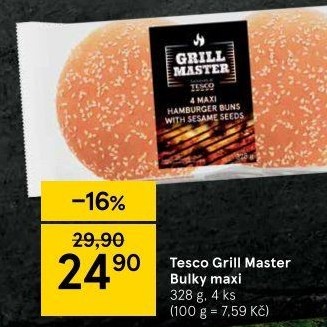 Bulka na hamburger Grill Master Tesco