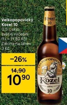 Pivo světlé výčepní 10°Velkopopovický Kozel