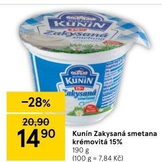 Zakysaná smetana krémovitá Kunín 15%