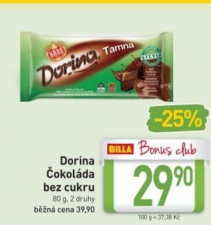 Čokoláda bez cukru Dorina Kraš