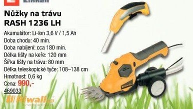 Aku nůžky na trávu Riwall Rash 1236LH