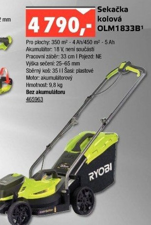 Aku sekačka Ryobi OLM1833B
