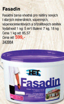 Fasádní akrylátová barva Fasadin Het