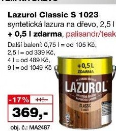 Lazura na dřevo Classic Lazurol