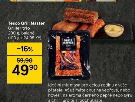Klobásy Griller trio Grill Master Tesco