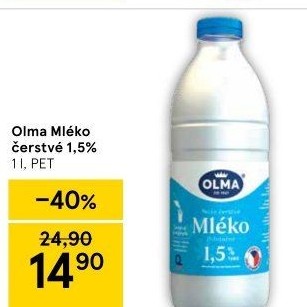 Mléko čerstvé Olma - 1,5% polotučné