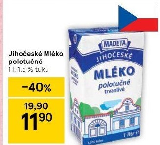 Mléko trvanlivé Jihočeské Madeta - 1,5% polotučné