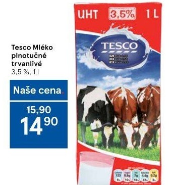 Mléko trvanlivé Tesco - 3,5% plnotučné