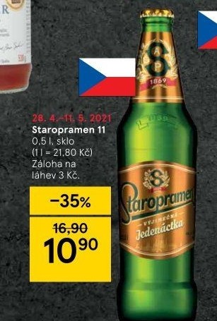 Pivo světlý ležák 11° Staropramen