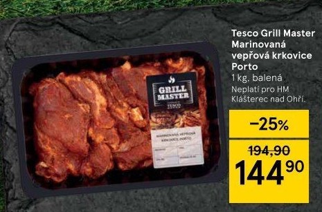 Vepřová krkovice marinovaná bez kosti Porto Grill Master Tesco