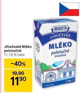 Mléko trvanlivé Jihočeské Madeta - 1,5% polotučné