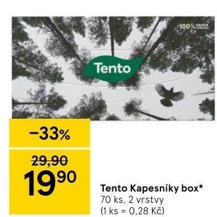 Papírové kapesníčky 2vrstvé Tento - box