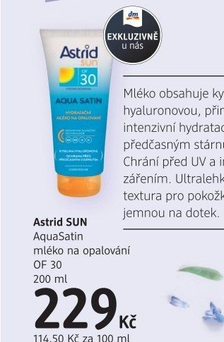 Mléko na opalování OF 30 Aqua Satin Astrid Sun