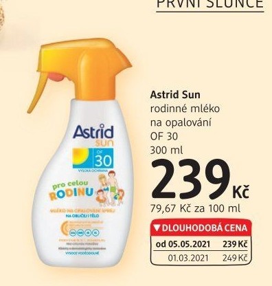 Mléko rodinné na opalování ve spreji OF 30 Astrid Sun