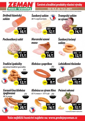 akční leták ZEMAN maso - uzeniny 10.5.2021-15.5.2021