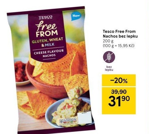 Kukuřičné lupínky Nachos bez lepku Tesco Free From