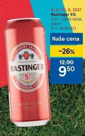 Pivo světlý ležák Rastinger