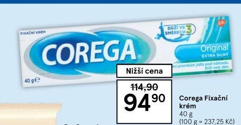 Fixační krém na zubní protézu Corega