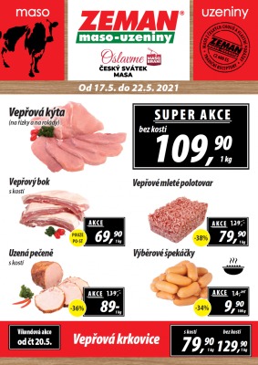 akční leták ZEMAN maso - uzeniny 17.5.2021-22.5.2021
