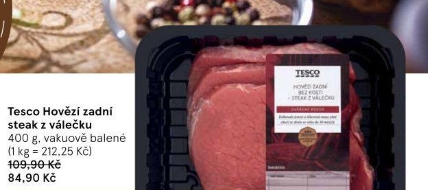 Hovězí zadní steak z válečku Tesco