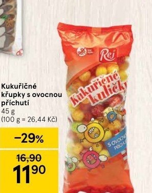 Křupky kukuřičné ochucené bez lepku Rej