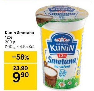 Smetana na vaření Kunín 12%
