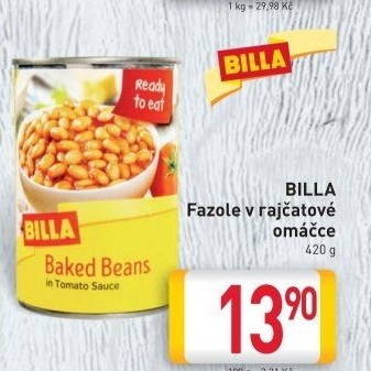 Fazole bílé v rajčatové omáčce Billa