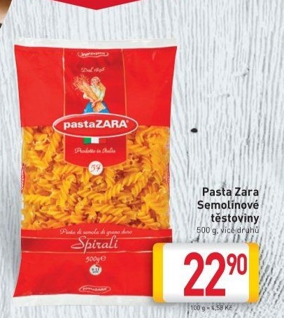 Těstoviny semolinové Pasta Zara