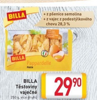 Těstoviny vaječné Billa