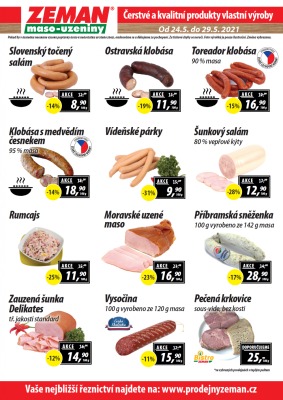 akční leták ZEMAN maso - uzeniny 24.5.2021-29.5.2021