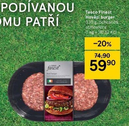Hovězí hamburger Tesco Finest