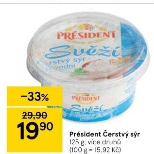 Svěží čerstvý sýr Président