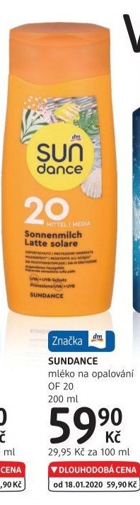 Mléko na opalování OF 20 Sundance