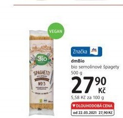 Semolinové těstoviny dm Bio
