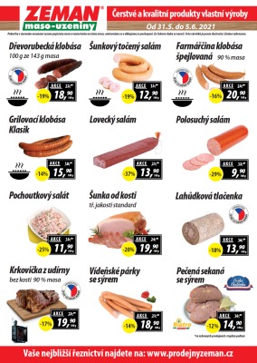 akční leták ZEMAN maso - uzeniny 31.5.2021-5.6.2021