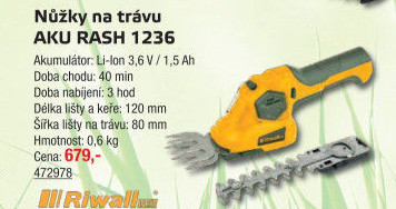 Aku nůžky na trávu Riwall Rash 1236LH