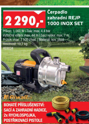 Čerpadlo zahradní Riwall Rejp 1000 Inox set