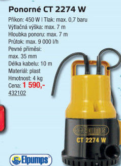 Ponorné čerpadlo Elpumps CT 2274 W