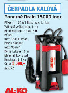 Ponorné čerpadlo kalové Al-Ko Drain 15000 Inox