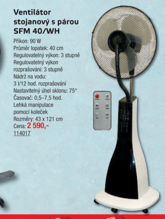 Stojanový ventilátor s párou SFM 40/WH