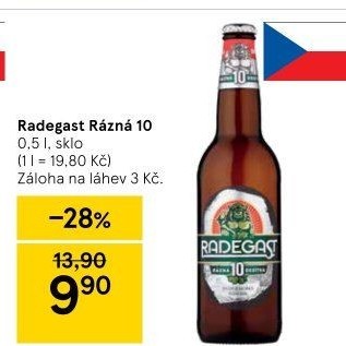 Pivo světlé výčepní Rázná 10° Radegast