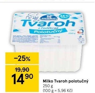 Tvaroh polotučný z Poděbrad Milko