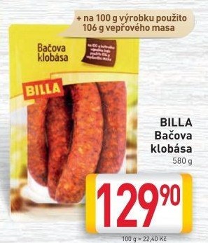 Bačova klobása Billa