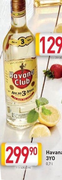 Rum kubánský bílý Aňejo 3 Anos Havana club